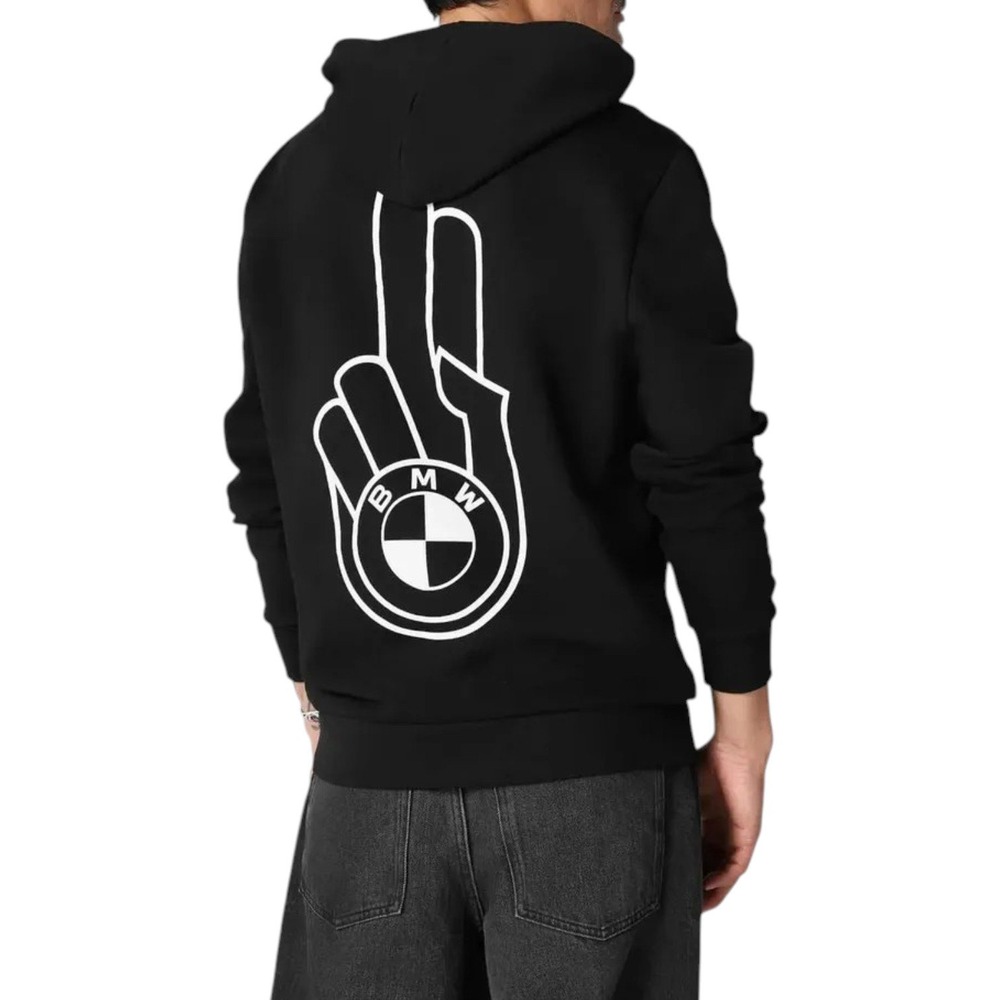 BMW Core Reverse verlässig Hoodie Men XXL (Slim Fit) Black Graphic Pullover RARE